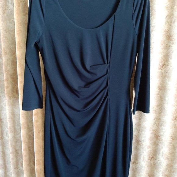 NWOT Velvet brand navy blue drape front dress L - Picture 3 of 4
